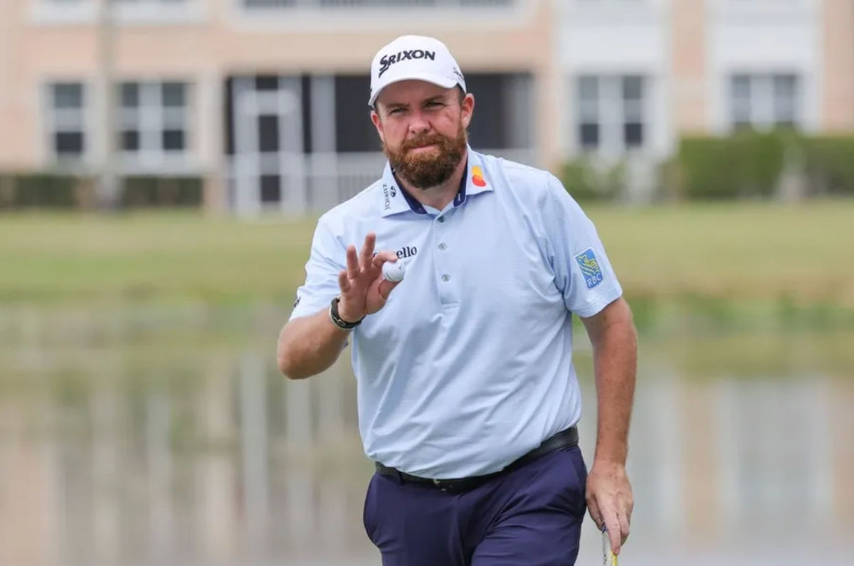 Feb 28, 2026; Palm Beach Gardens, Florida, USA; Shane Lowry reacts on the eighth green during the third round of the Cognizant Classic golf tournament. Mandatory Credit: Reinhold Matay-Imagn Images