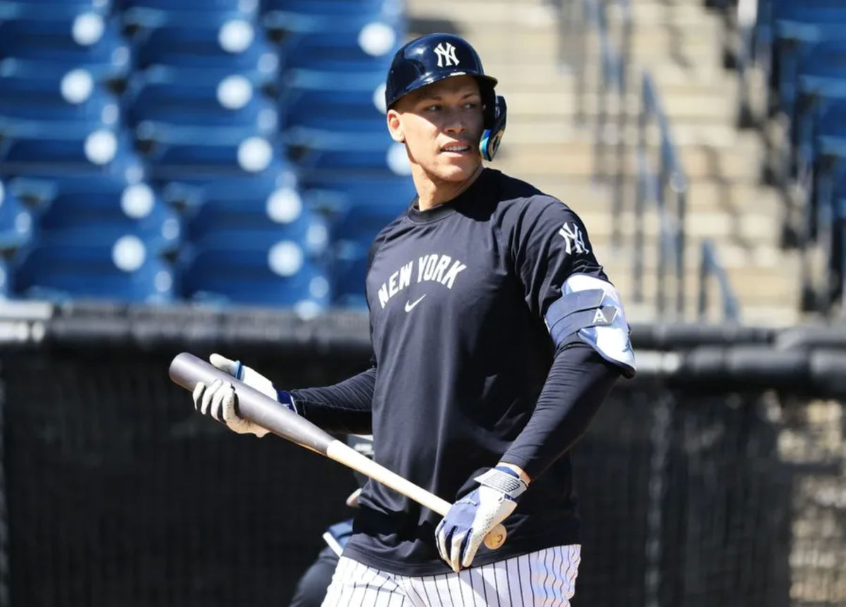 Feb 13, 2026; Tampa, FL, USA; New York Yankees right fielder Aaron Judge (99) during live batting practice at George M. Steinbrenner Field. Mandatory Credit: Kim Klement Neitzel-Imagn Images