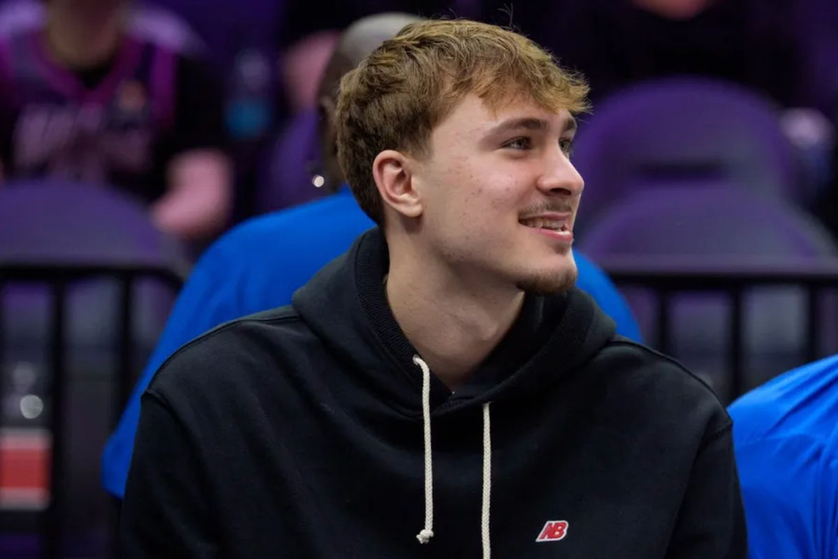 Feb 20, 2026; Minneapolis, Minnesota, USA; Dallas Mavericks forward Cooper Flagg (32) watches the second quarter against the Minnesota Timberwolves at Target Center. Mandatory Credit: Matt Blewett-Imagn Images