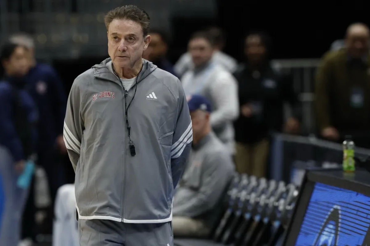 Mar 26, 2026; Washington, DC, USA; St. John's Red Storm head coach Rick Pitino looks on during a practice session ahead of the east regional of the men's 2026 NCAA Tournament at Capital One Arena. Mandatory Credit: Geoff Burke-Imagn Images