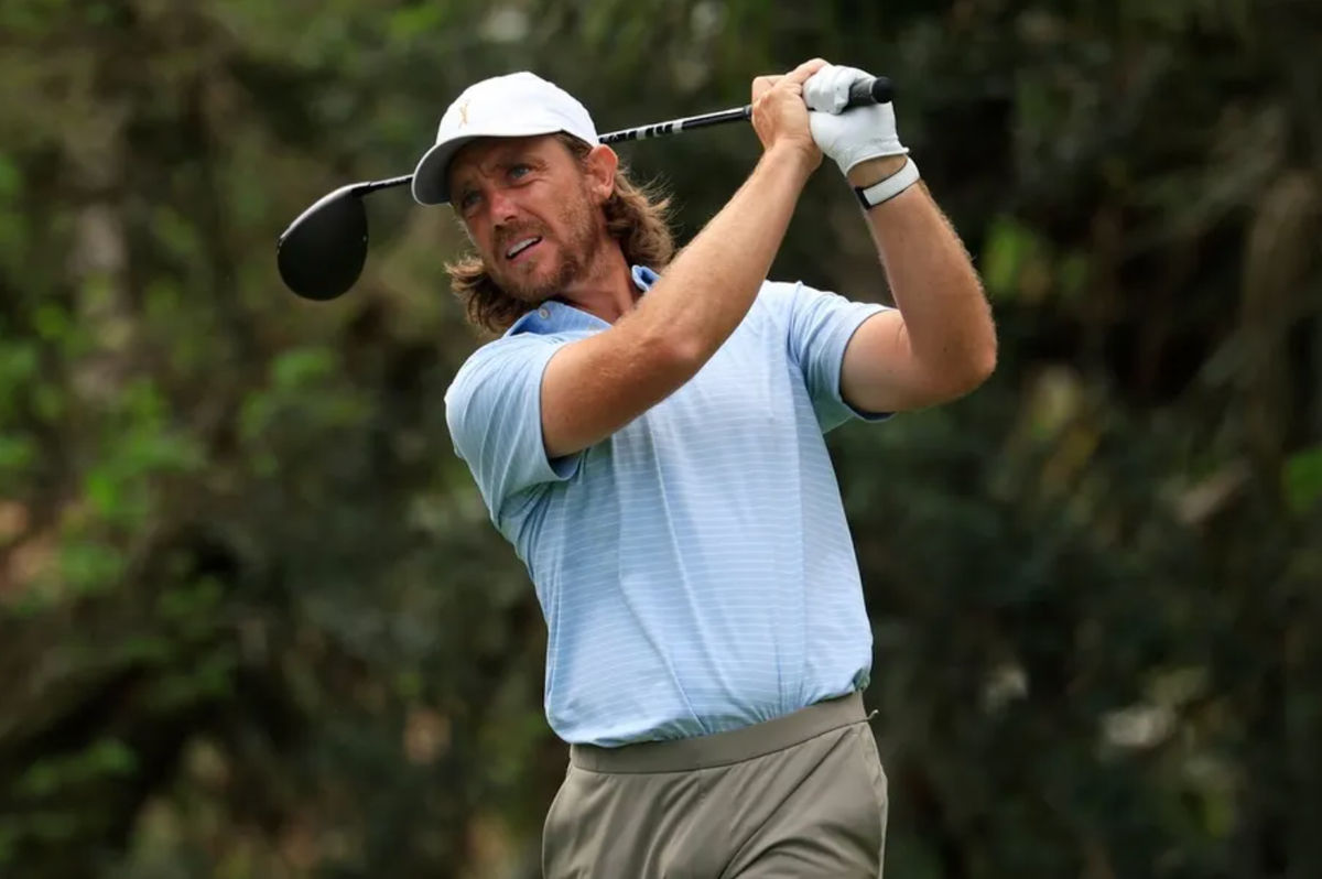 Tommy Fleetwood tees off on the fifth hole during the third round of The Players Championship PGA golf tournament at TPC Sawgrass, Saturday, March 14, 2026, in Ponte Vedra Beach, Fla. [Corey Perrine/Florida Times-Union]