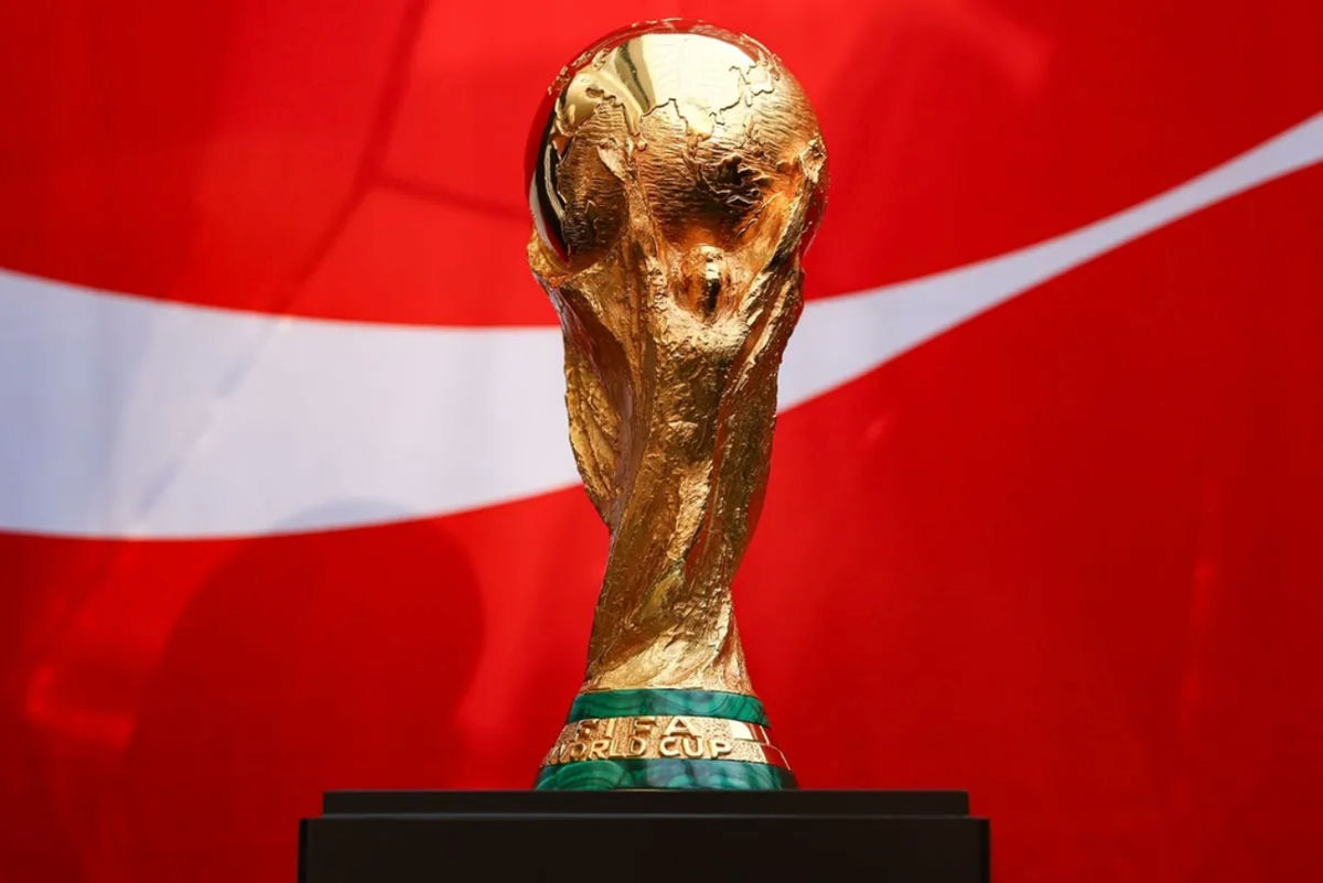 Jun 3, 2026; East Rutherford, New Jersey, USA; A general view of the FIFA World Cup Trophy on display during the FIFA World Cup Trophy Tour at American Dream. Mandatory Credit: Caean Couto-Imagn Images