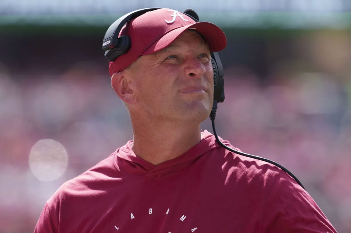 Sep 14, 2024; Madison, Wisconsin, USA; Alabama Crimson Tide head coach Kalen DeBoer looks on during the third quarter against the Wisconsin Badgers at Camp Randall Stadium. Mandatory Credit: Jeff Hanisch-Imagn Images