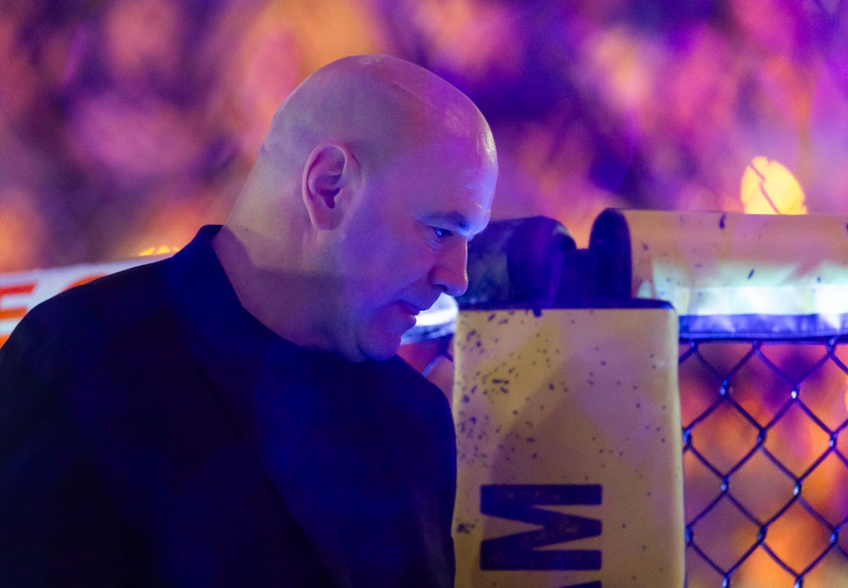 11 de julho de 2026; Las Vegas, Nevada, EUA; o presidente do UFC, Dana White, durante o UFC 329 na T-Mobile Arena. Crédito obrigatório: Mark J. Rebilas-Imagn Images
