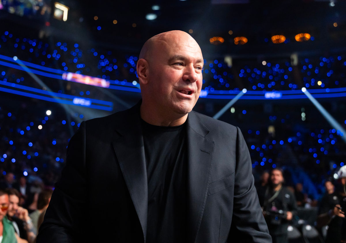11 de julho de 2026; Las Vegas, Nevada, EUA; O presidente do UFC, Dana White, presente durante o UFC 329 na T-Mobile Arena. Crédito obrigatório: Mark J. Rebilas-Imagn Images