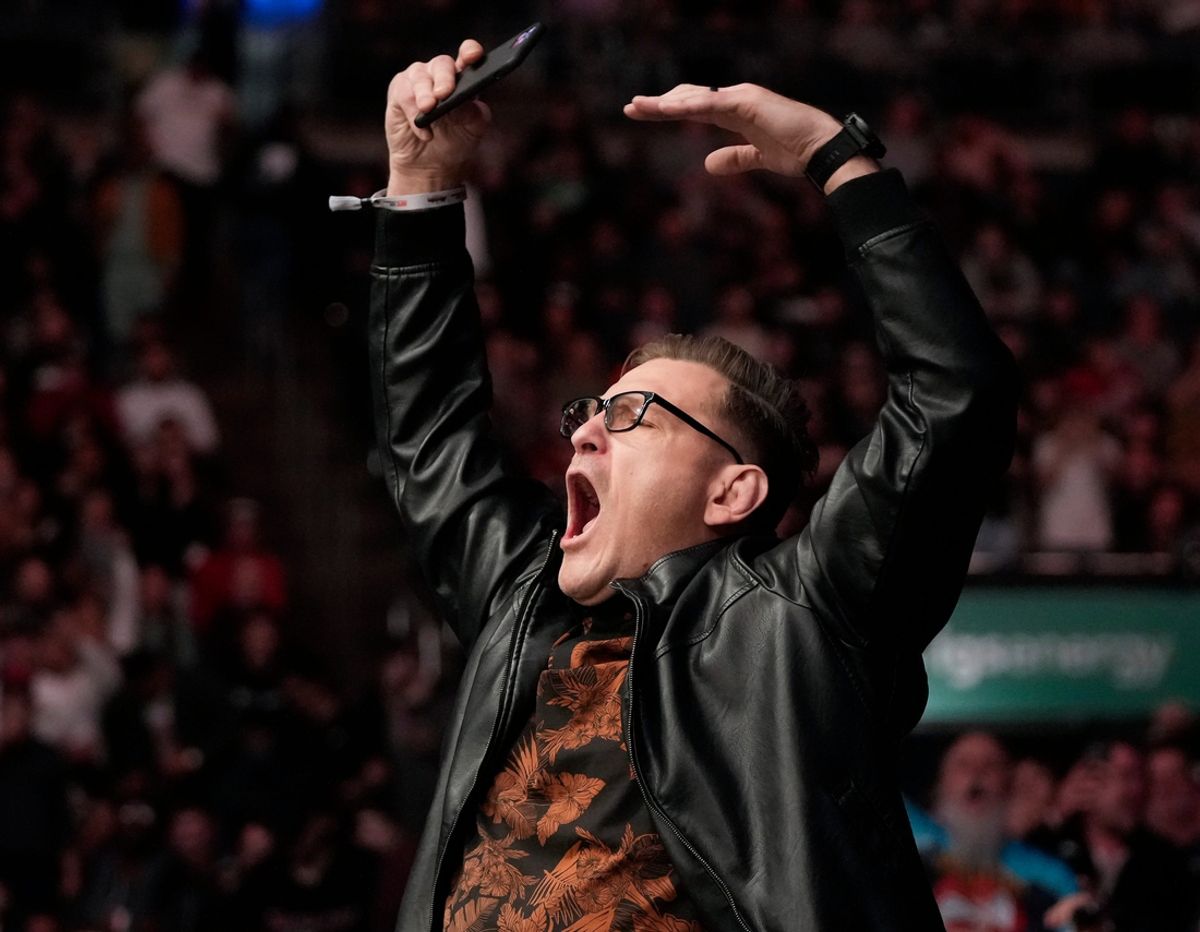 Two-time UFC heavyweight champion Stipe Miocic of Cleveland chants, \"O-H-I-O\" with the crowd during UFC Fight Night at Nationwide Arena in Columbus on Saturday night.

Sports Ufc Fight Night Columbus Blaydes Daukaus