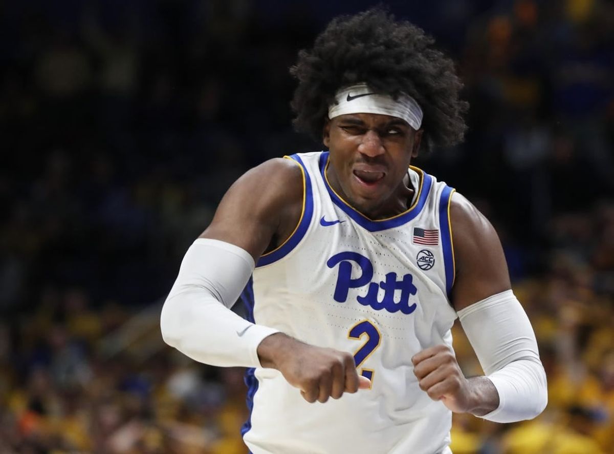 Nov 28, 2023; Pittsburgh, Pennsylvania, USA; Pittsburgh Panthers forward Blake Hinson (2) reacts after a made basket against the Missouri Tigers during the second half at the Petersen Events Center. The Tigers won 71-64.