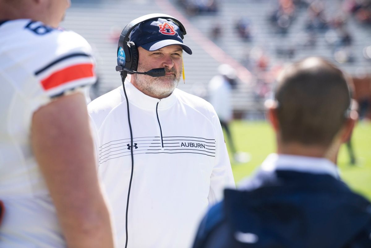 Auburn Tigers offensive line coach Will Friend  during the A-Day spring practice at Jordan-Hare Stadium in Auburn, Ala., on Saturday, April 9, 2022.