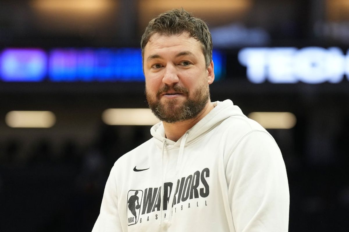 Apr 3, 2022; Sacramento, California, USA; Golden State Warriors assistant coach Chris DeMarco before the game against the Sacramento Kings at Golden 1 Center. Mandatory Credit: Darren Yamashita-Imagn Images
