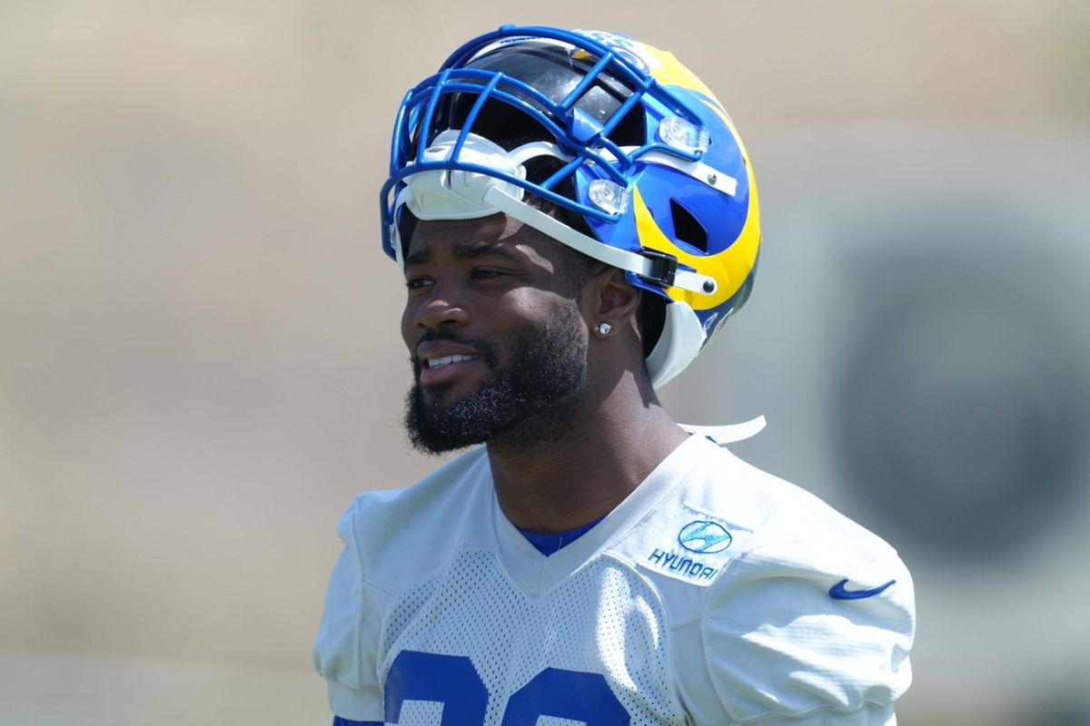 Jun 2, 2022; Thousand Oaks, CA, USA; Los Angeles Rams safety Terrell Burgess (26) during organized team activities at California Lutheran University. Mandatory Credit: Kirby Lee-USA TODAY Sports