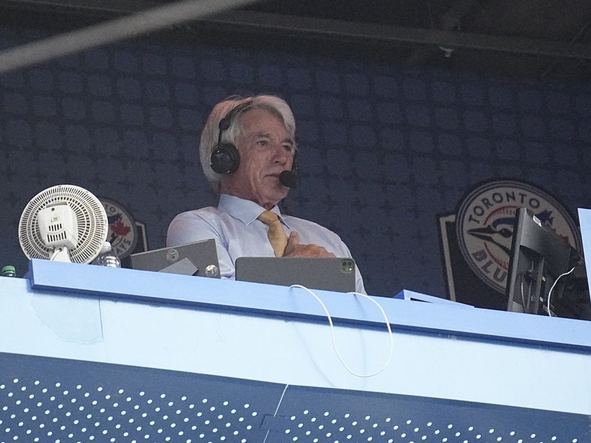 Jul 26, 2022; Toronto, Ontario, CAN; Toronto Blue Jays broadcaster Buck Martinez after a tribute for his return to the booth for a game against the St. Louis Cardinals at Rogers Centre after receiving cancer treatment . Mandatory Credit: John E. Sokolowski-Imagn Images