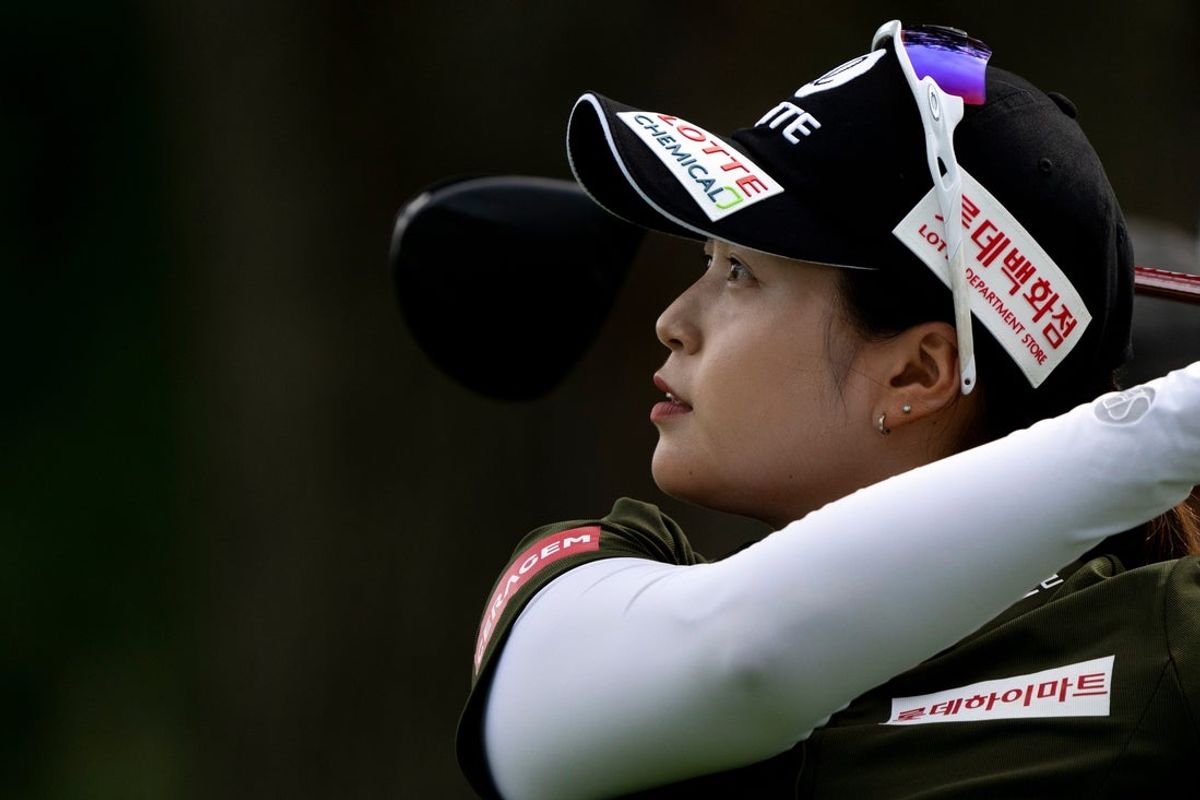 Hye-Jin Choi watches her tee off on hole two of the Kendale Course during the third round of the Kroger Queen City Championship presented by P&G at the Kenwood Country Club in Madeira on Saturday, Sept. 10, 2022.

Lpga Queen City Championship 646