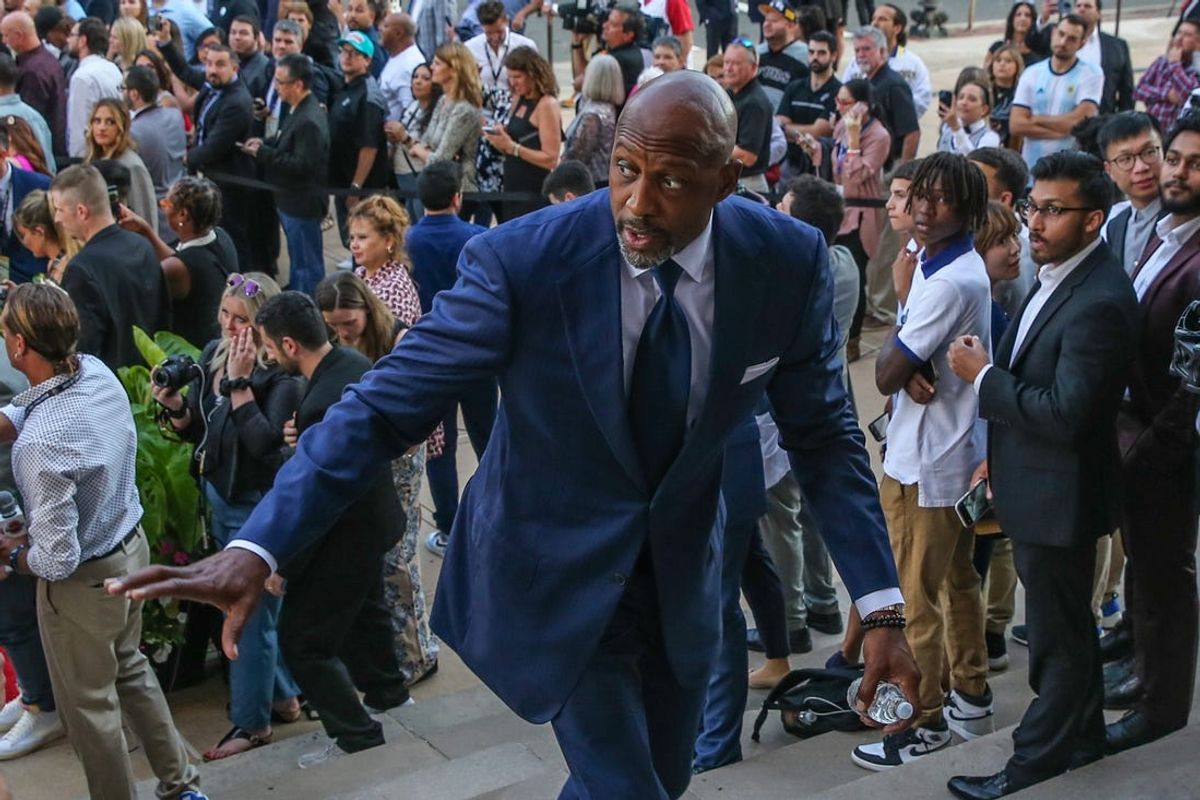 Sep 10, 2022; Springfield, MA, USA;  Alonzo Mourning at the 2022 Basketball Hall of Fame at Symphony Hall. Mandatory Credit: Wendell Cruz-USA TODAY Sports