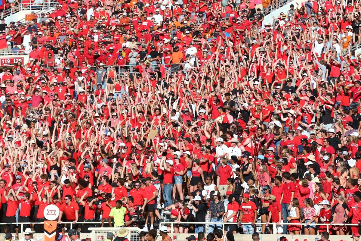 Sep 24, 2022; Lubbock, Texas, USA;  A general view of the student body section during the game between the Texas Longhorns and the Texas Tech Red Raiders at Jones AT&T Stadium and Cody Campbell Field. Mandatory Credit: Michael C. Johnson-USA TODAY Sports