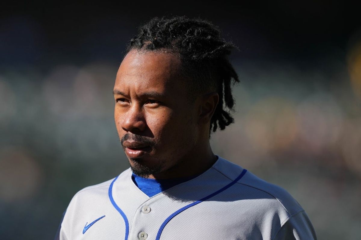 Sep 25, 2022; Oakland, California, USA; New York Mets designated hitter Terrance Gore (4) during the ninth inning against the Oakland Athletics at RingCentral Coliseum. Mandatory Credit: Darren Yamashita-Imagn Images