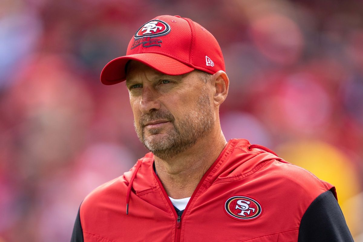 September 18, 2022; Santa Clara, California, USA; San Francisco 49ers special teams coordinator Brian Schneider before the game against the Seattle Seahawks at Levi's Stadium. Mandatory Credit: Kyle Terada-Imagn Images