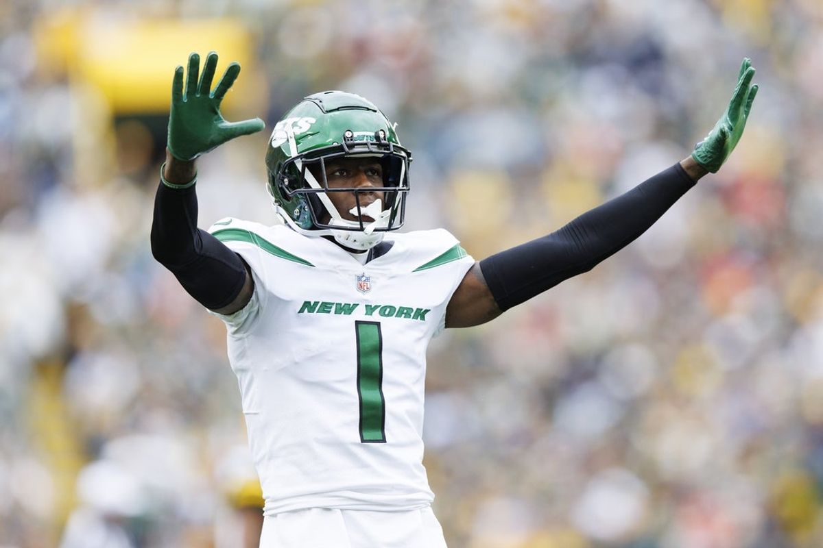 New York Jets cornerback Sauce Gardner (1). Mandatory Credit: Jeff Hanisch-Imagn Images