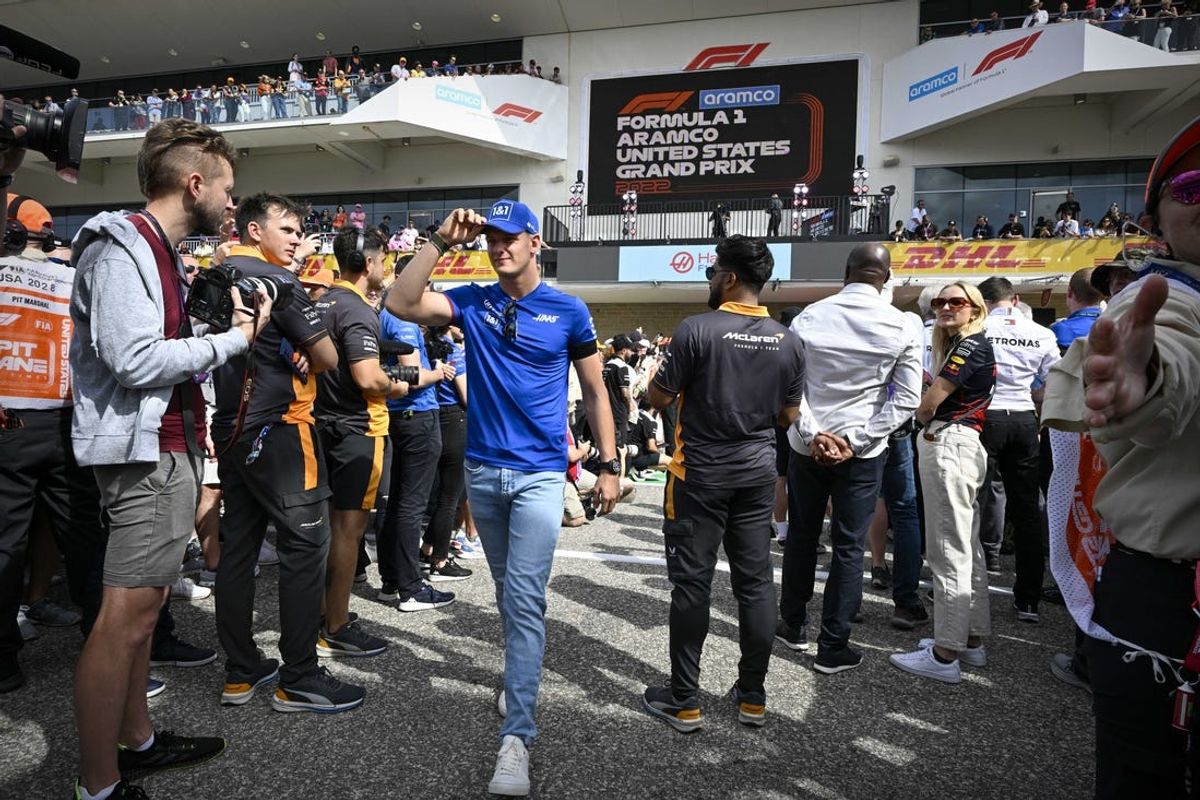 Oct 23, 2022; Austin, Texas, USA; Haas F1 Team driver Mick Schumacher (47) of Team Germany walks on to the track before the running of the U.S. Grand Prix F1 race at Circuit of the Americas. Mandatory Credit: Jerome Miron-USA TODAY Sports