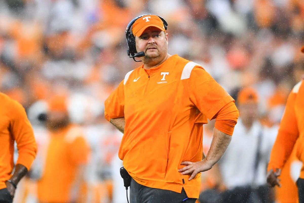 Tennessee head football coach Josh Heupel reacts in the rain on the sidelines during Tennessee's game against Georgia at Sanford Stadium in Athens, Ga., on Saturday, Nov. 5, 2022.

Kns Vols Georgia Bp
