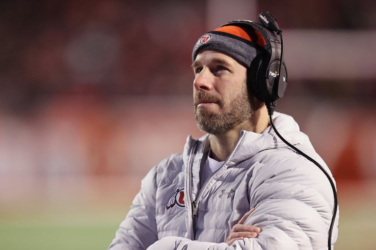 Nov 12, 2022; Salt Lake City, Utah, USA;  Utah Utes defensive coordinator Morgan Scalley looks on in the second quarter against the Stanford Cardinal at Rice-Eccles Stadium. Mandatory Credit: Rob Gray-USA TODAY Sports