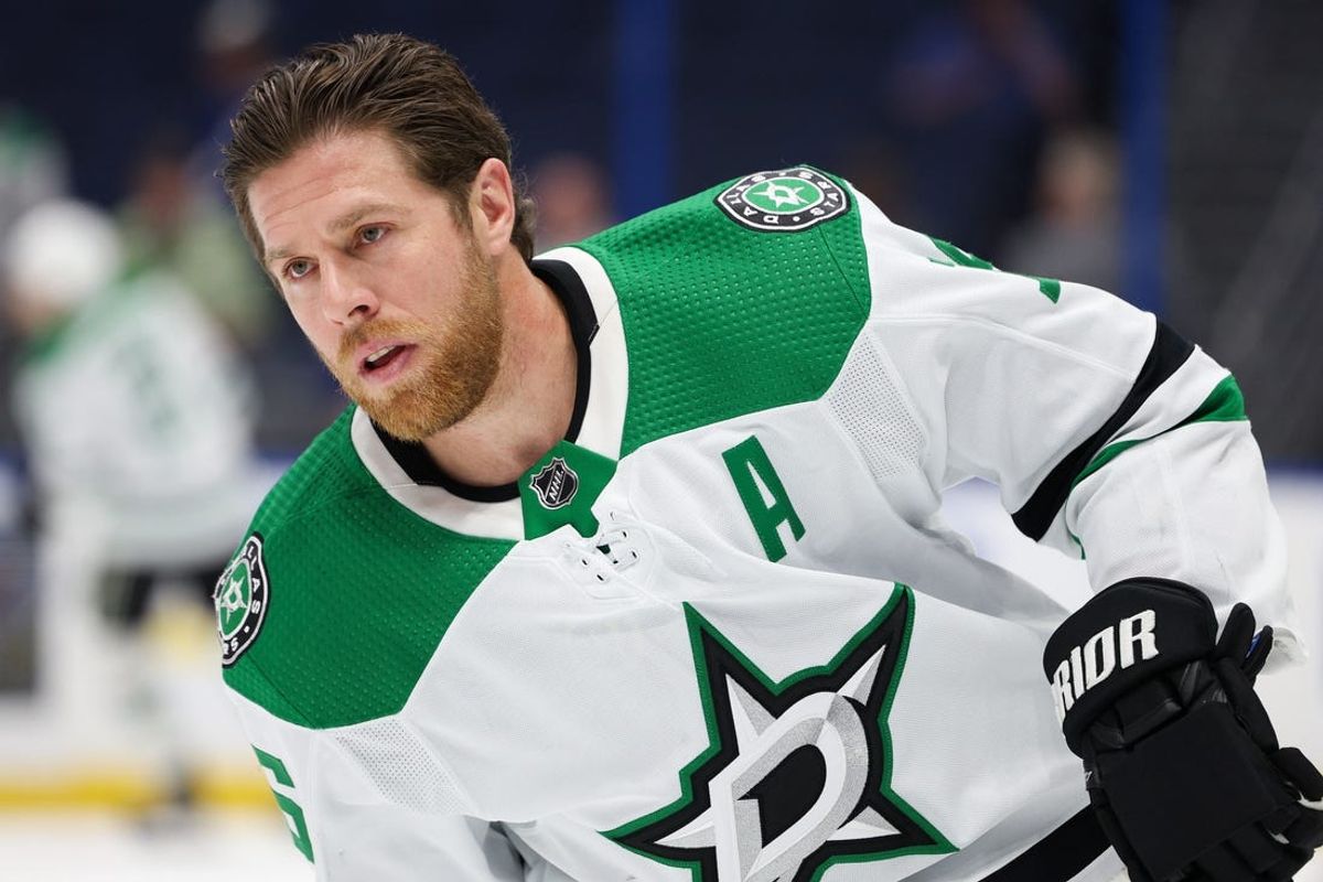 Nov 15, 2022; Tampa, Florida, USA;  Dallas Stars center Joe Pavelski (16) warms up before a game against the Tampa Bay Lightning at Amalie Arena. Mandatory Credit: Nathan Ray Seebeck-USA TODAY Sports