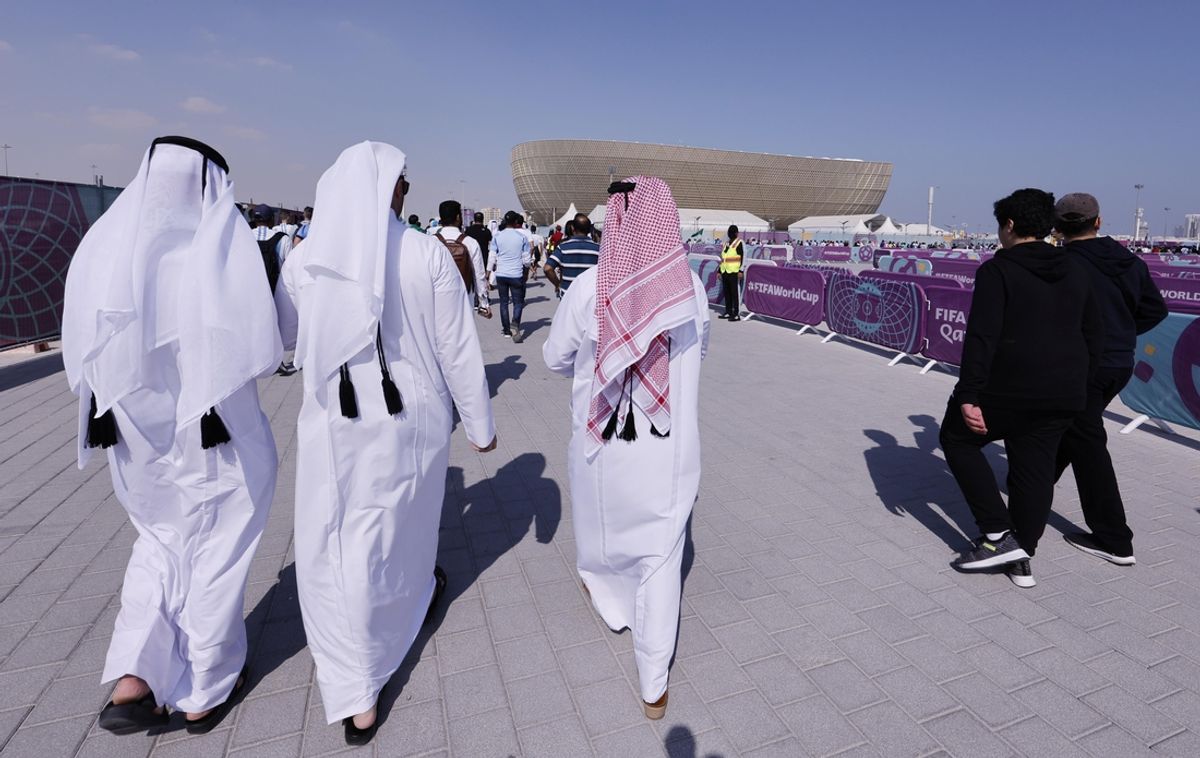 Nov 22, 2022; Lusail, Qatar; Fans arrive for a group stage match between Argentina and Saudi Arabia during the 2022 World Cup at Lusail Stadium. Mandatory Credit: Yukihito Taguchi-Imagn Images
