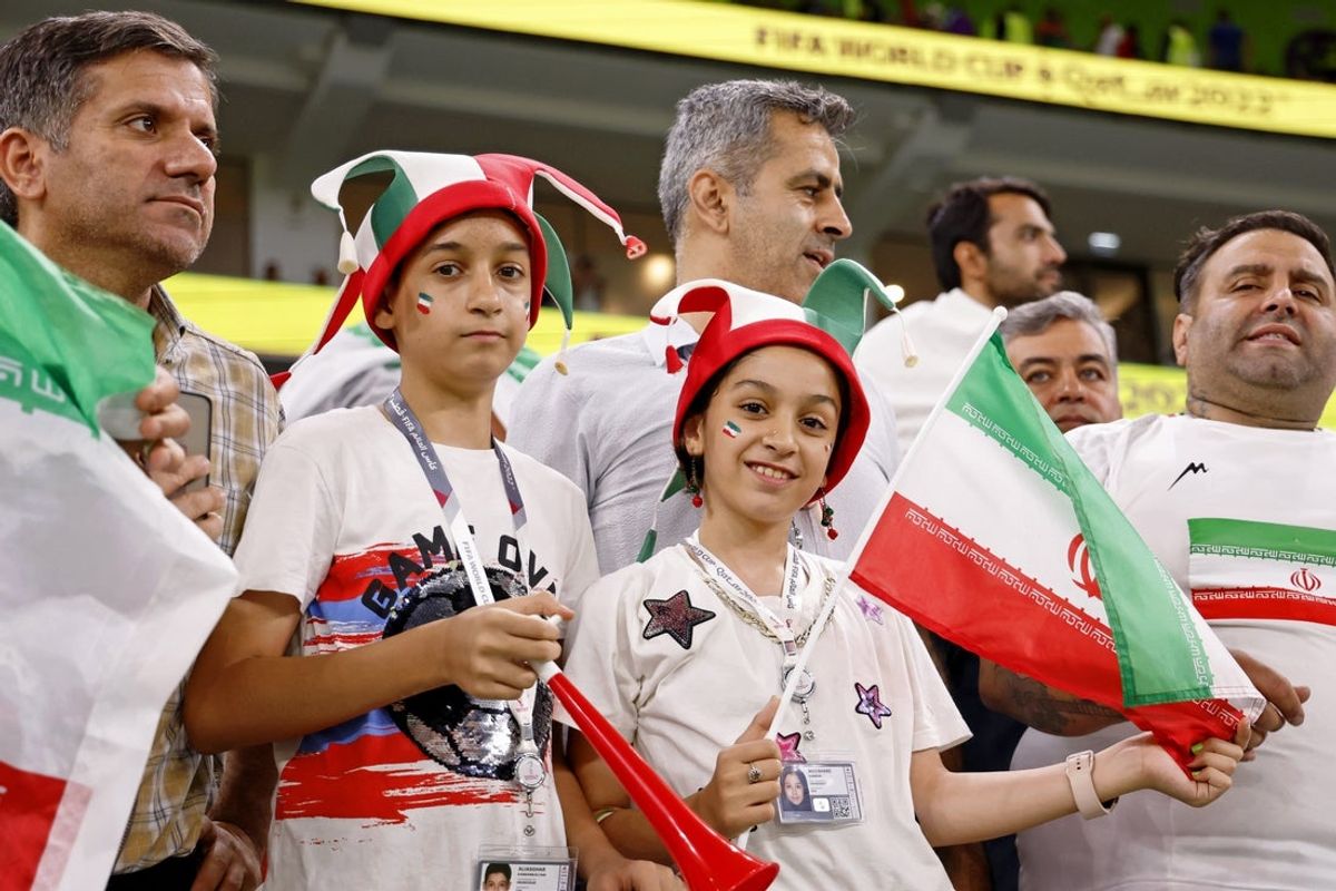 Nov 29, 2022; Doha, Qatar; Iran fans before a group stage match against the United States of America during the 2022 World Cup at Al Thumama Stadium. Mandatory Credit: Yukihito Taguchi-Imagn Images