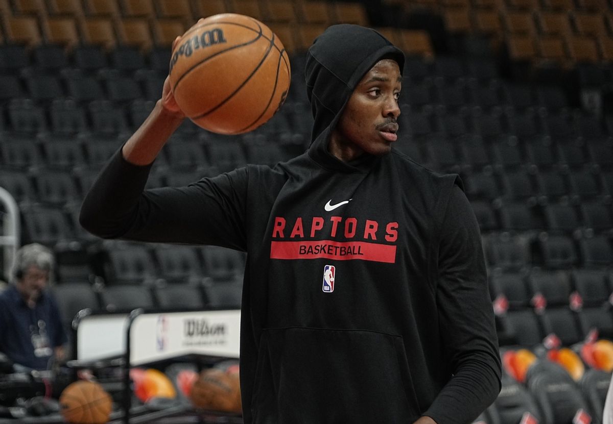Dec 5, 2022; Toronto, Ontario, CAN; Toronto Raptors center Christian Koloko. Mandatory Credit: John E. Sokolowski-Imagn Images