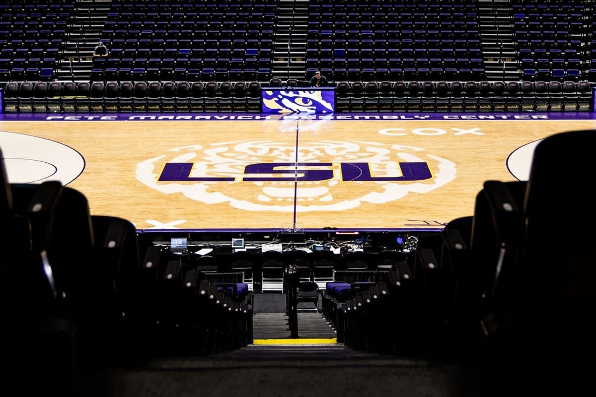 Dec 17, 2022; Baton Rouge, Louisiana, USA; General view of the arena before the game between the LSU Tigers and the Winthrop Eagles  at Pete Maravich Assembly Center. Mandatory Credit: Stephen Lew-USA TODAY Sports