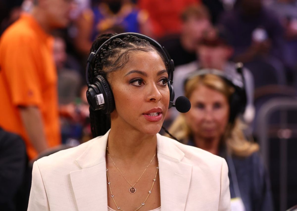 Oct 25, 2022; Phoenix, Arizona, USA; TNT broadcaster Candace Parker during the Golden State Warriors game against the Phoenix Suns at Footprint Center. Mandatory Credit: Mark J. Rebilas-Imagn Images