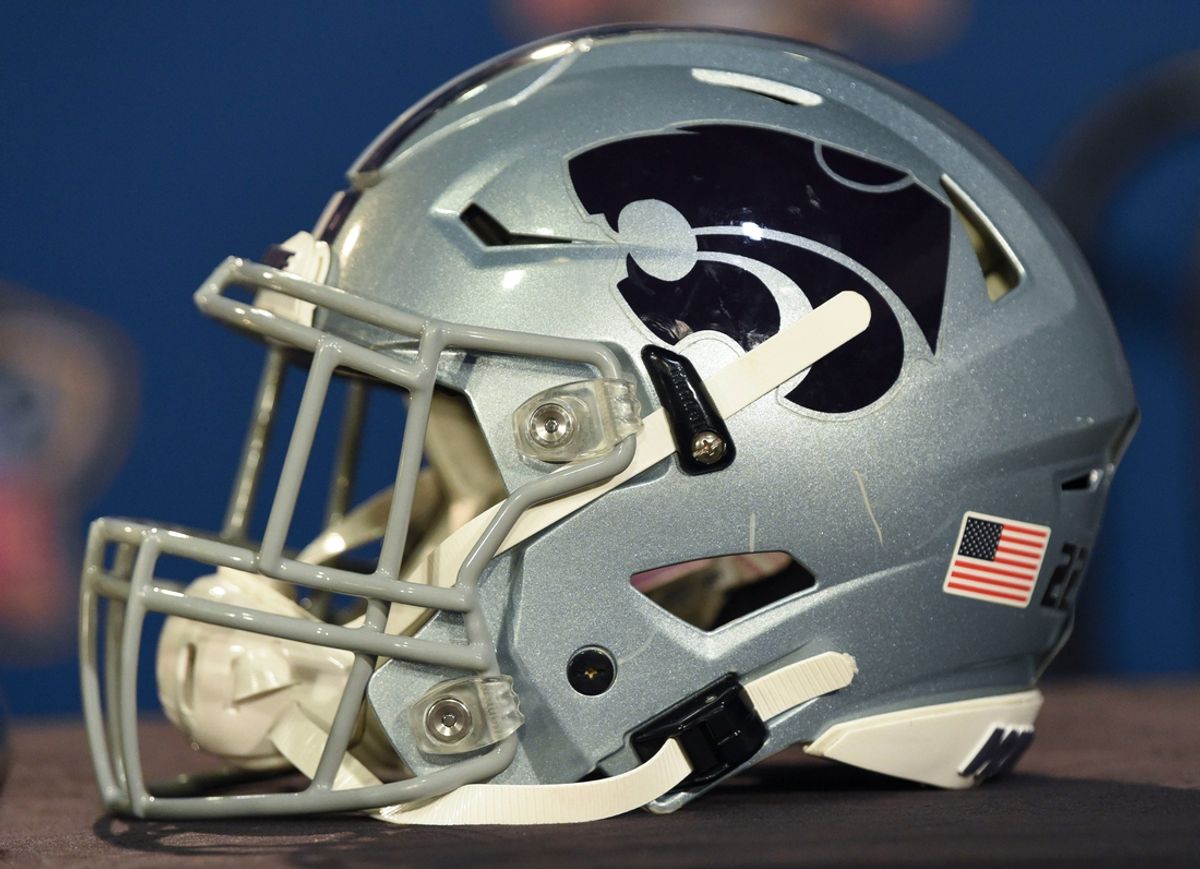 Dec 30, 2022; New Orleans, LA, USA; A Kansas State football helmet is displayed at the Sheraton Hotel in New Orleans in the final lead up to the Sugar Bowl.

Ncaa Football Sugar Bowl Coaches Press Conference