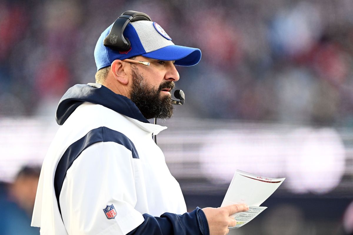 Jan 1, 2023; Foxborough, Massachusetts, USA; New England Patriots senior football advisor Matt Patricia watches a play against the Miami Dolphins during the second half at Gillette Stadium. Mandatory Credit: Brian Fluharty-Imagn Images