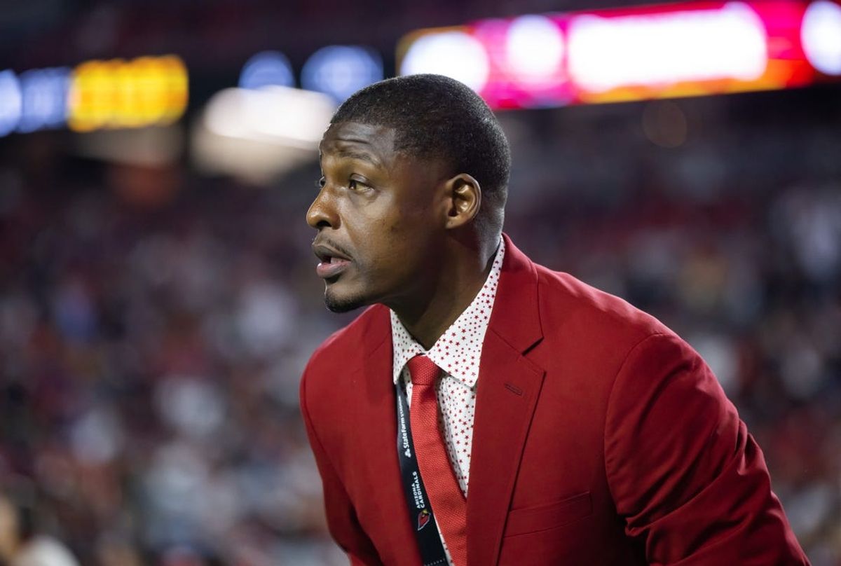 Dec 25, 2022; Glendale, Arizona, USA; Arizona Cardinals director of pro scouting Adrian Wilson prior to the game against theTampa Bay Buccaneers at State Farm Stadium. Mandatory Credit: Mark J. Rebilas-USA TODAY Sports