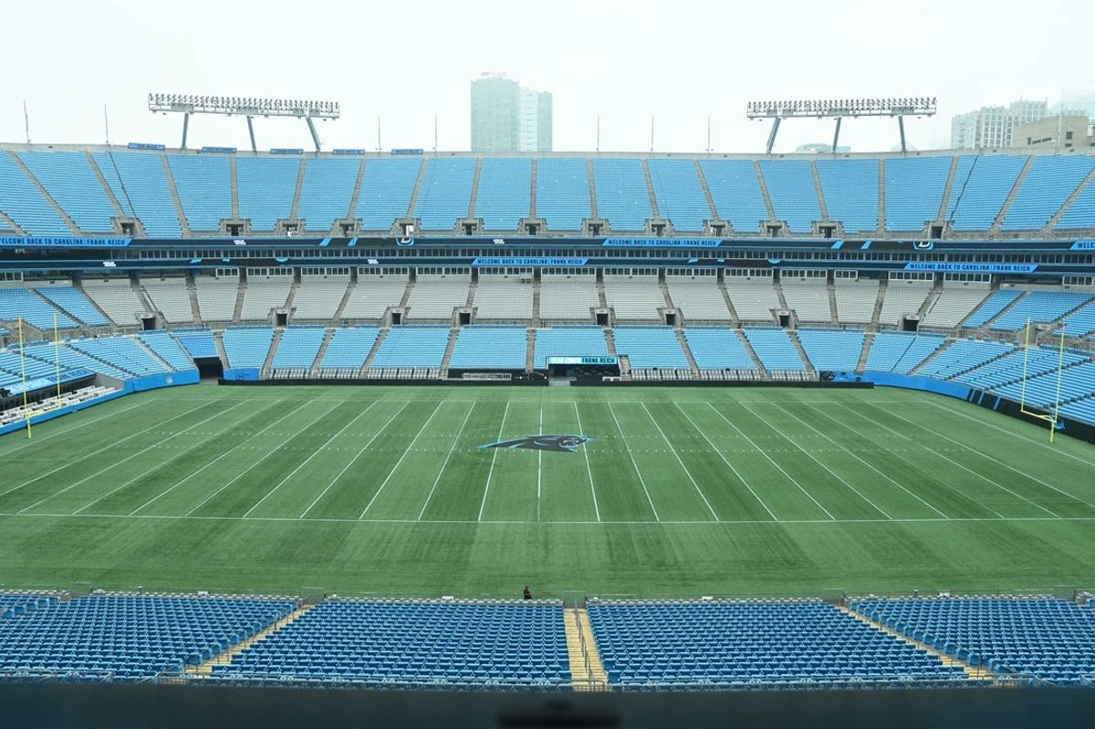 Jan 31, 2023; Charlotte, NC, USA; A general view before Carolina Panthers introductory press conference at Bank of America Stadium. Mandatory Credit: Griffin Zetterberg-USA TODAY Sports