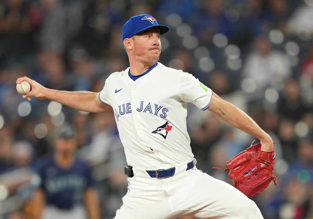 Apr 9, 2024; Toronto, Ontario, CAN; Toronto Blue Jays pitcher Chris Bassitt (40) throws a pitch against the Seattle Mariners during the first inning at Rogers Centre.