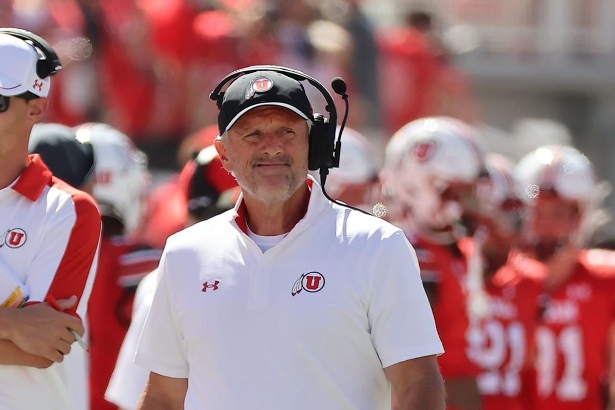 Sep 16, 2023; Salt Lake City, Utah, USA; Utah Utes head coach Kyle Whittingham looks on in the first half against the Weber State Wildcats at Rice-Eccles Stadium.
