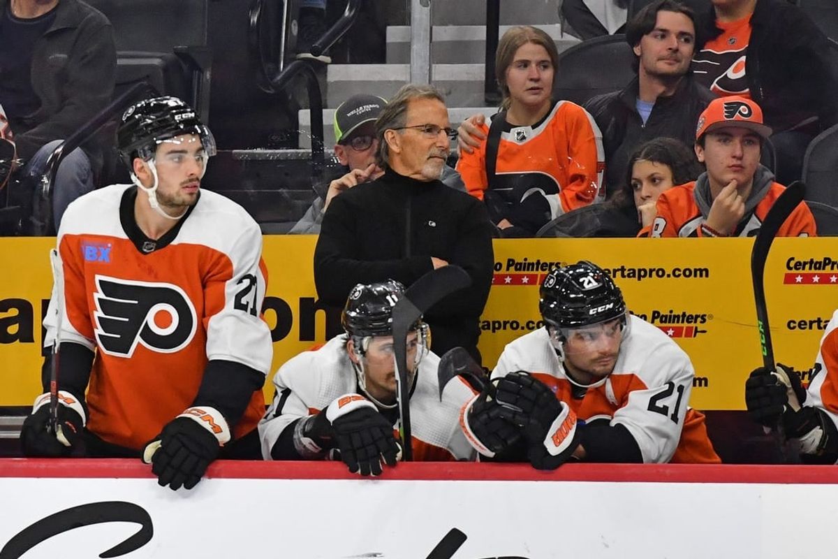 Nov 4, 2023; Philadelphia, Pennsylvania, USA; Philadelphia Flyers head coach John Tortorella against the Los Angeles Kings at Wells Fargo Center.