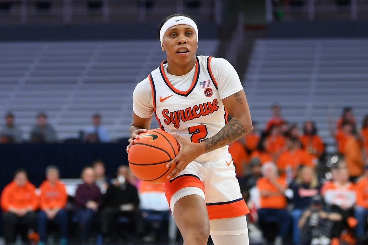 Nov 30, 2023; Syracuse, New York, USA; Syracuse Orange guard Dyaisha Fair (2) looks to pass against the Alabama Crimson Tide during the first half at the JMA Wireless Dome.