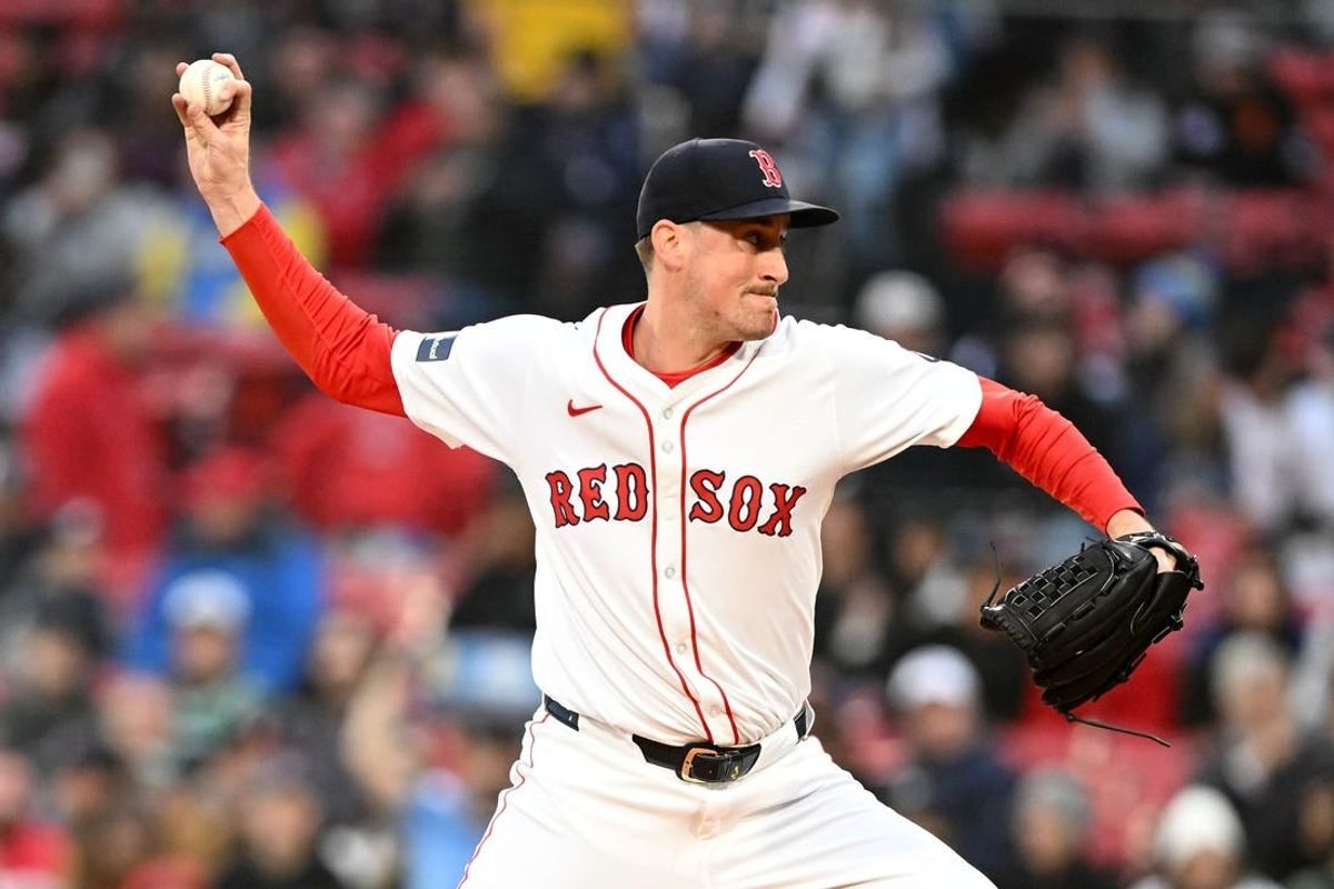 Apr 30, 2024; Boston, Massachusetts, USA; Boston Red Sox pitcher Cooper Criswell (64) pitches against the San Francisco Giants during the first inning at Fenway Park.
