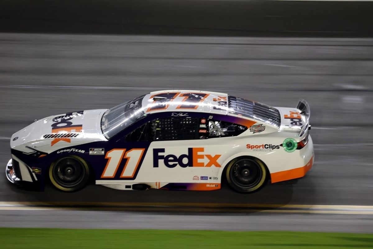 Feb 15, 2024; Daytona Beach, Florida, USA; NASCAR Cup Series driver Denny Hamlin (11) during the Bluegreen Vacations Duel 2 at Daytona International Speedway.