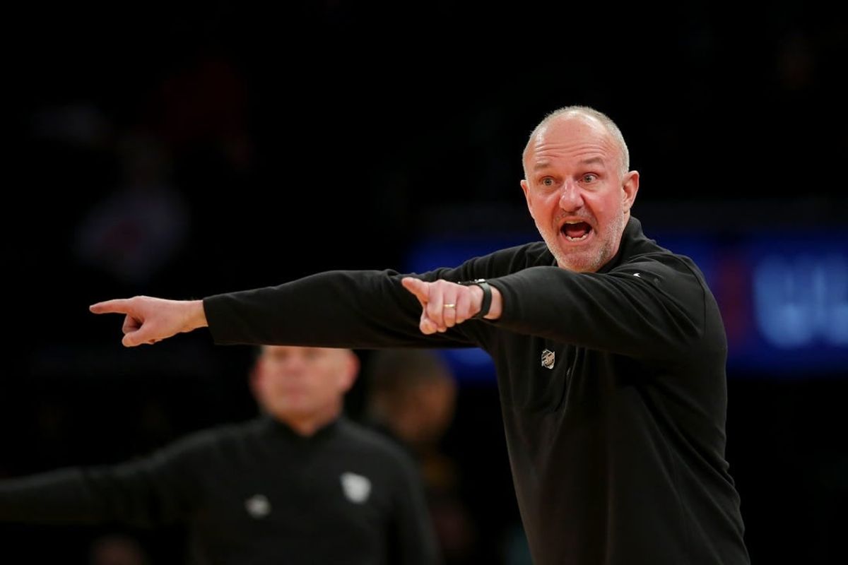 Mar 8, 2023; New York, NY, USA; Butler Bulldogs head coach Thad Matta coaches against the St. John's Red Storm during the second half at Madison Square Garden.