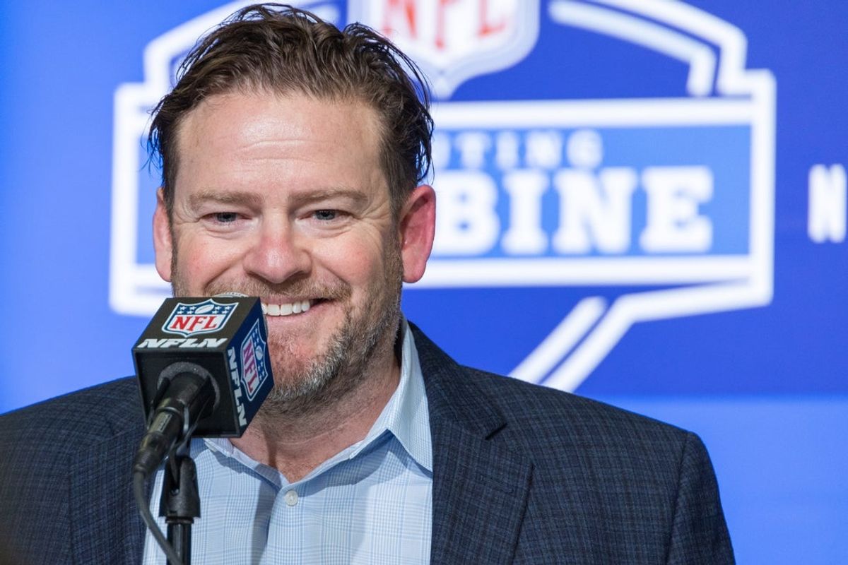 Seattle Seahawks general manager John Schneider speaks to the press at the NFL Combine at Lucas Oil Stadium. Mandatory Credit: Trevor Ruszkowski-Imagn Images