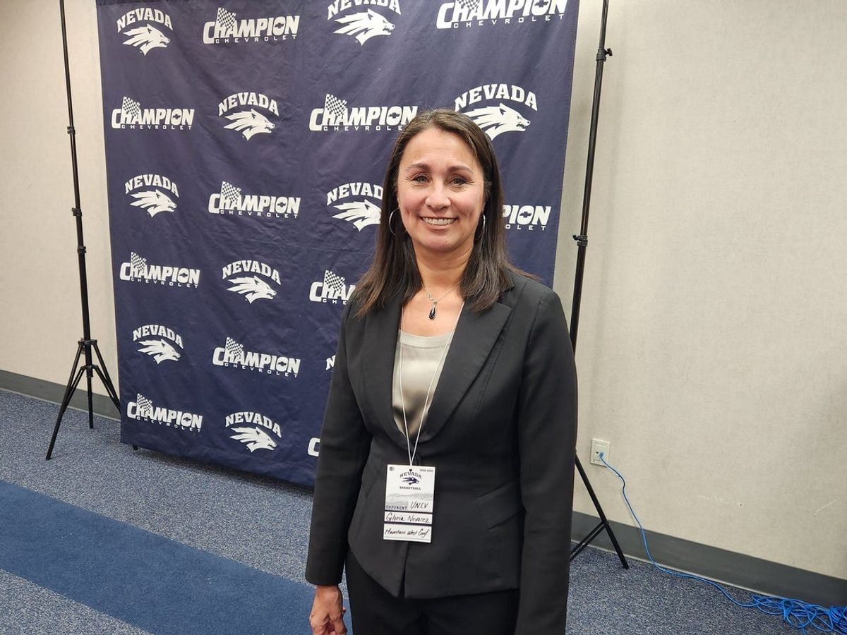 Mountain West commissioner Gloria Nevarez speaks to the media on Wednesday, Feb. 28-29 at Lawlor Events Center.

Gloria Nevarez