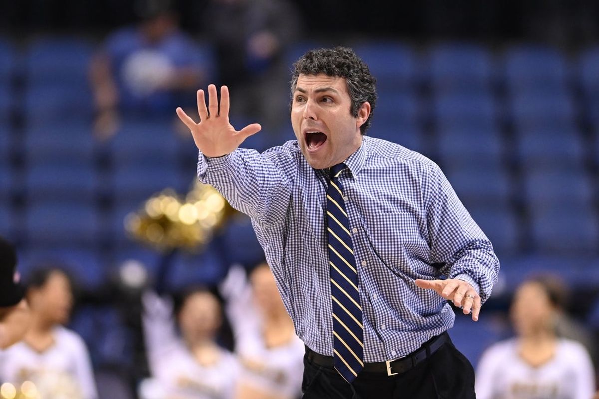 Mar 7, 2023; Greensboro, NC, USA; Georgia Tech Yellow Jackets head coach Josh Pastner reacts in the second half of the first round of the ACC Tournament at Greensboro Coliseum. Mandatory Credit: Bob Donnan-Imagn Images