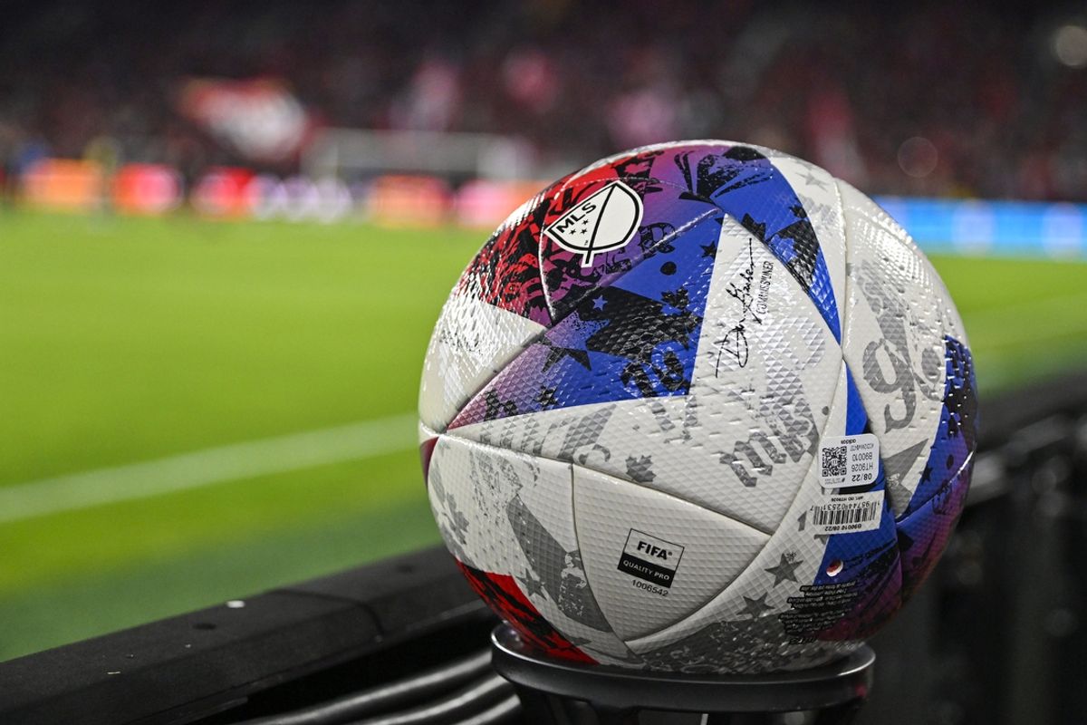 Mar 4, 2023; St. Louis, Missouri, USA;  A general view of a MLS soccer ball before a match between the St. Louis City SC and the Charlotte FC at CITYPARK. Mandatory Credit: Jeff Curry-USA TODAY Sports