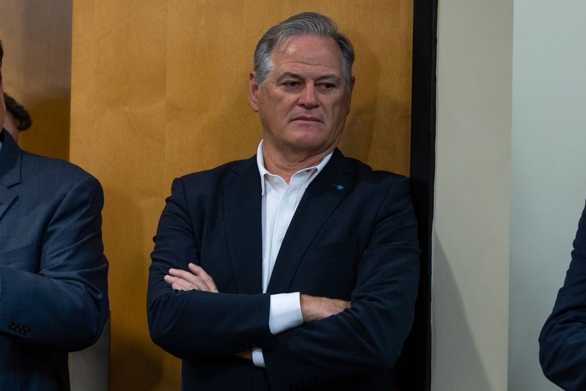 Mar 11, 2023; Metairie, LA, USA;  New Orleans Saints general manager Mickey Loomis looks on at Ochsner Sports Performance Center. Mandatory Credit: Stephen Lew-Imagn Images