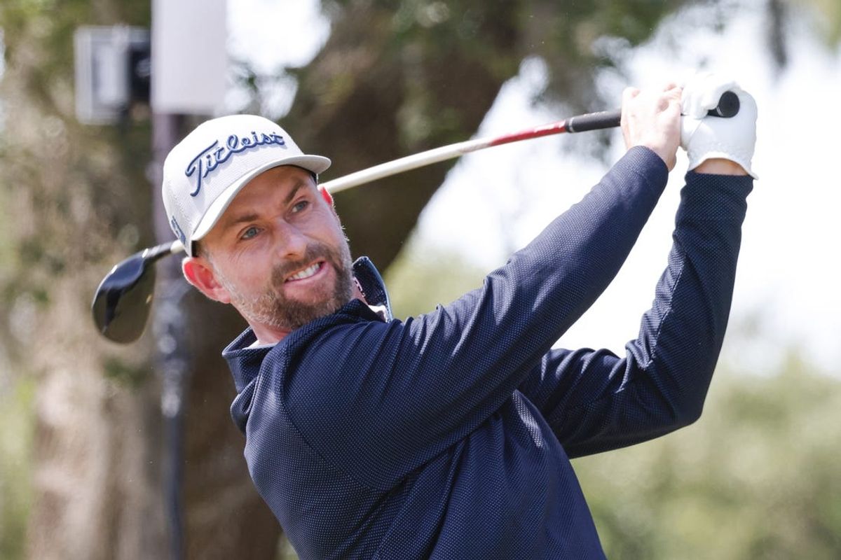 Mar 19, 2023; Palm Harbor, Florida, USA; Webb Simpson plays his shot from the second tee during the final round of the Valspar Championship golf tournament. Mandatory Credit: Reinhold Matay-USA TODAY Sports