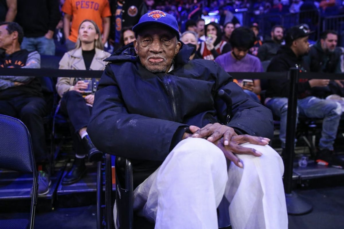 Mar 27, 2023; New York, New York, USA;  Former NBA guard Dick Barnett watches the game between the Houston Rockets and the New York Knicks at Madison Square Garden. Mandatory Credit: Wendell Cruz-Imagn Images