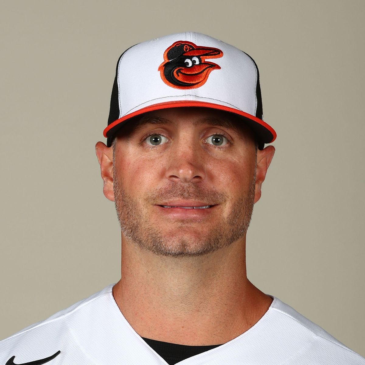 Feb 23, 2023; Sarasota, FL, USA; Baltimore Orioles co-hitting coach Matt Borgschulte (62) poses for a photo at Ed Smith Stadium. Mandatory Credit: Kim Klement-Imagn Images