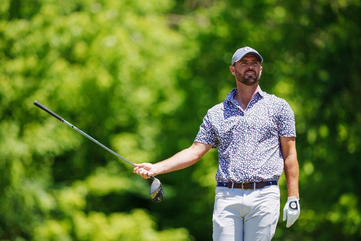 Apr 22, 2023; Avondale, Louisiana, USA; Wesley Bryan hits a tee shot on the 16th hole during the third round of the Zurich Classic of New Orleans golf tournament. Mandatory Credit: Andrew Wevers-Imagn Images